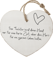Eine Tochter wird deine Hand
 nur f&uuml;r eine kurze Zeit, aber dein Herz 
f&uuml;r ein ganzes Leben halten